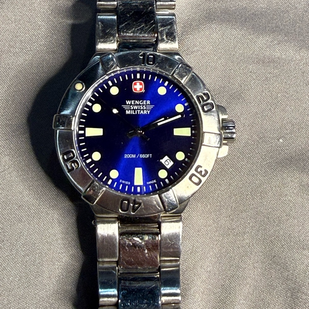 Wenger Swiss Military Blue Dial Silver Stainless Steel Dive Watch